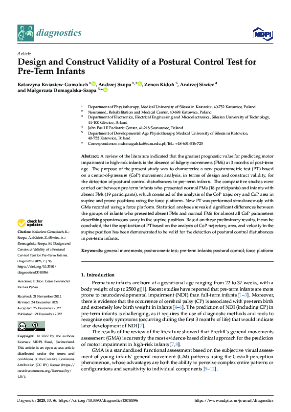 (PDF) Design and Construct Validity of a Postural Control Test for Pre ...