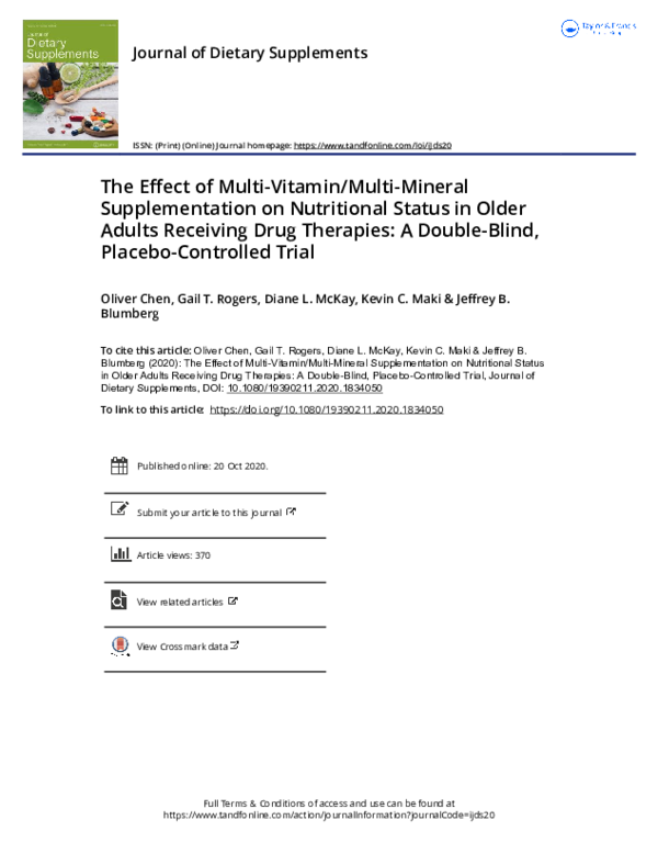 (PDF) The effect of multivitamin-multimineral supplementation on the ...
