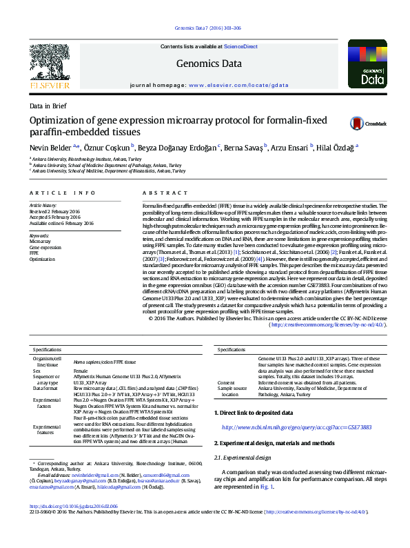 (PDF) Optimization of gene expression microarray protocol for formalin ...