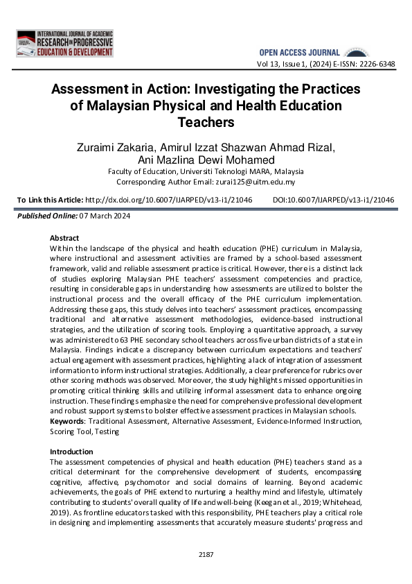 (PDF) Assessment in Action: Investigating the Practices of Malaysian ...