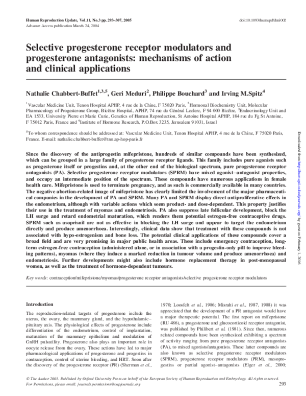 (PDF) Selective progesterone receptor modulators and progesterone ...