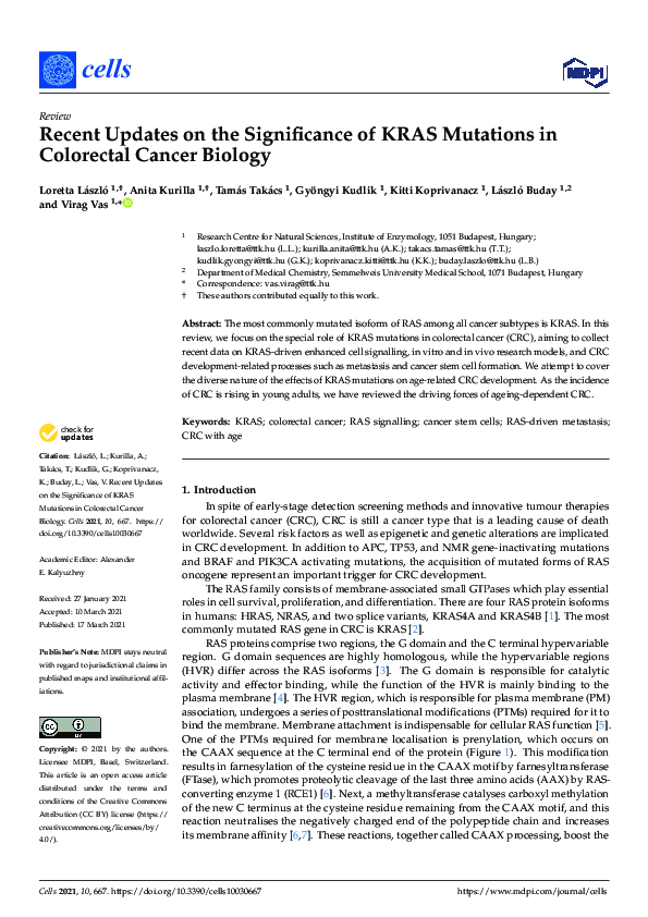 (PDF) Recent Updates on the Significance of KRAS Mutations in ...
