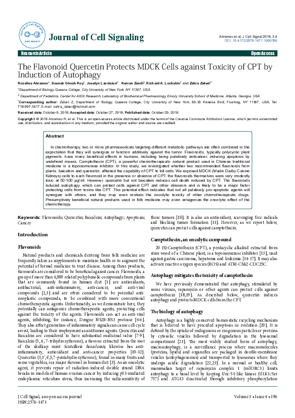 (PDF) The Flavonoid Quercetin Protects MDCK Cells against Toxicity of ...