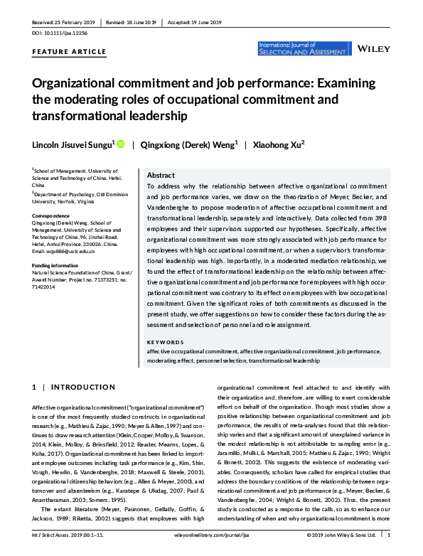 (PDF) Organizational Commitment and Job Performance of the Academic and ...