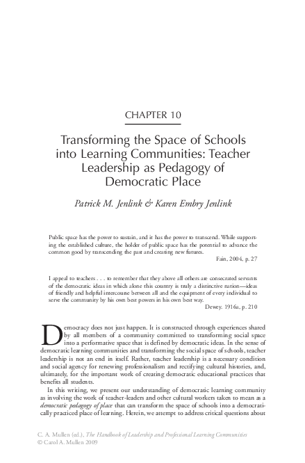 (PDF) Transforming the Space of Schools into Learning Communities ...