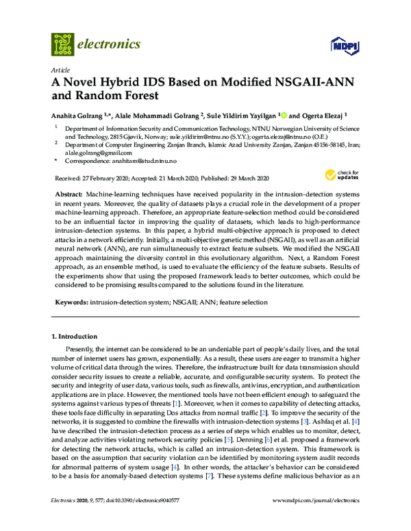 (PDF) A Novel Hybrid IDS Based on Modified NSGAII-ANN and Random Forest