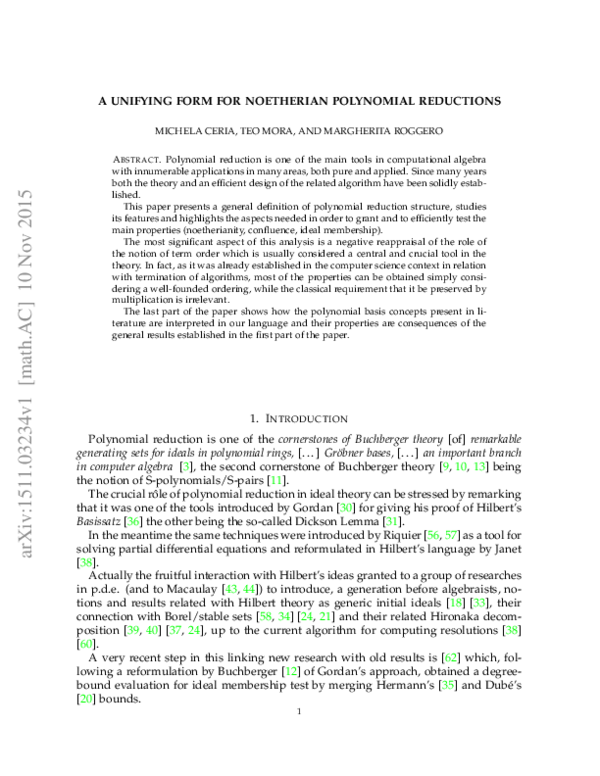 (PDF) A unifying form for noetherian polynomial reductions