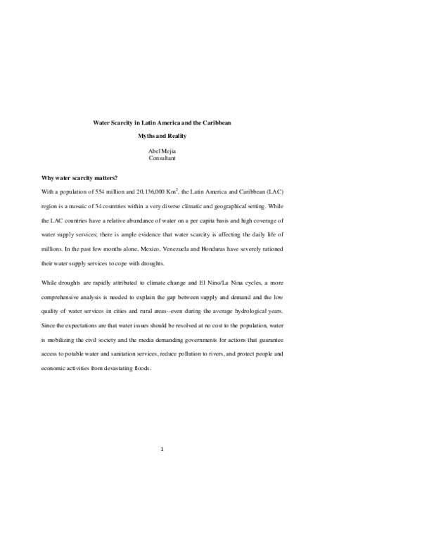 (PDF) Water scarcity in Latin America and the Caribbean: myths and reality