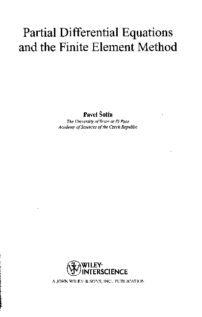 (PDF) Partial Differential Equations and the Finite Element Method