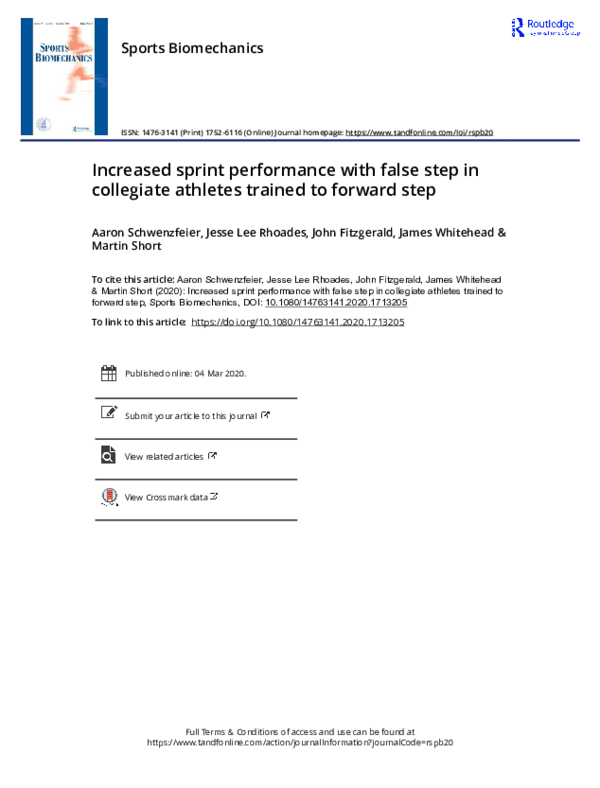 (PDF) Increased sprint performance with false step in collegiate ...