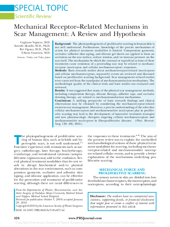 (PDF) Mechanical Receptor–Related Mechanisms in Scar Management: A ...