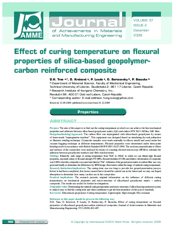 (PDF) Effect of curing temperature on flexural properties of silica ...