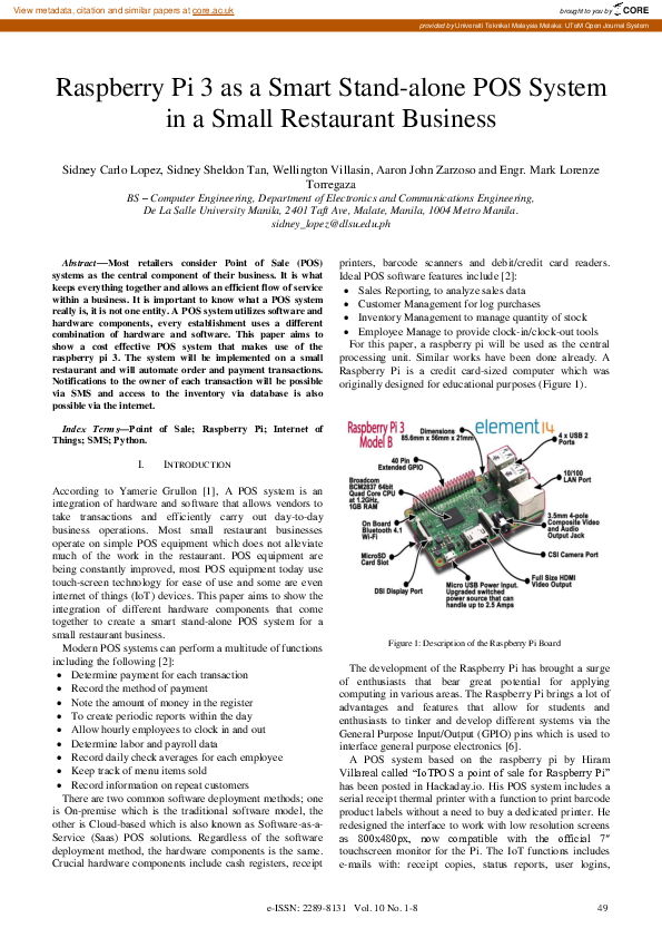 (PDF) Raspberry Pi 3 as a Smart Stand-alone POS System in a Small ...