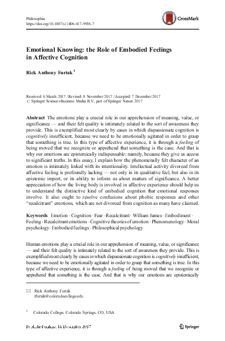 (PDF) Emotional Knowing: the Role of Embodied Feelings in Affective ...