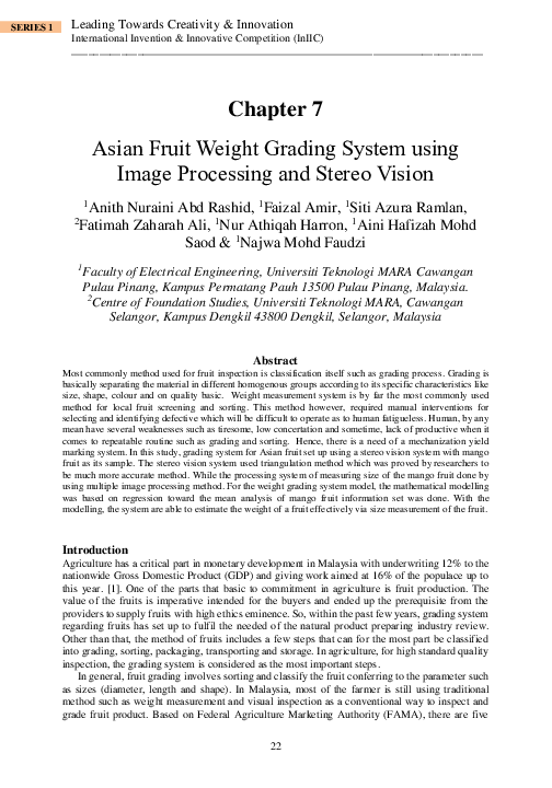 (PDF) Asian Fruit Weight Grading System using Image Processing and ...