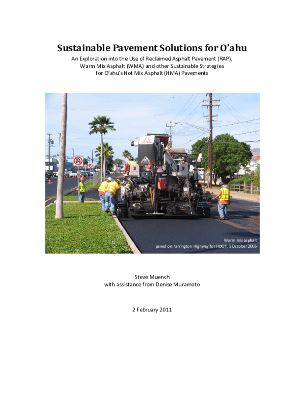 (PDF) Sustainable Pavement Solutions for Oahu