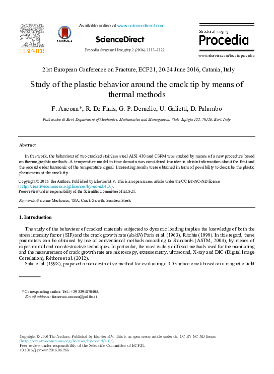 (PDF) Study of the plastic behavior around the crack tip by means of ...