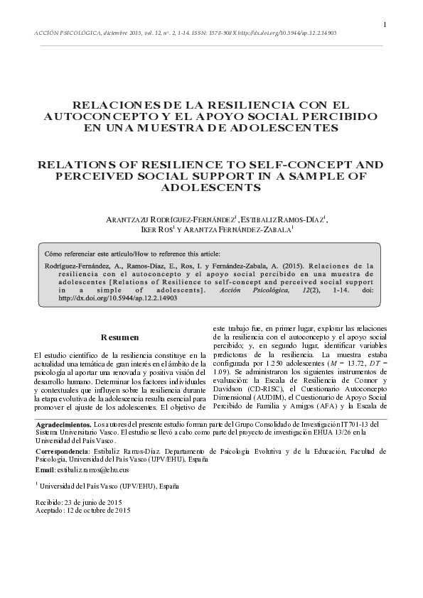 (PDF) Relations of Resilience to self-concept and perceived social ...