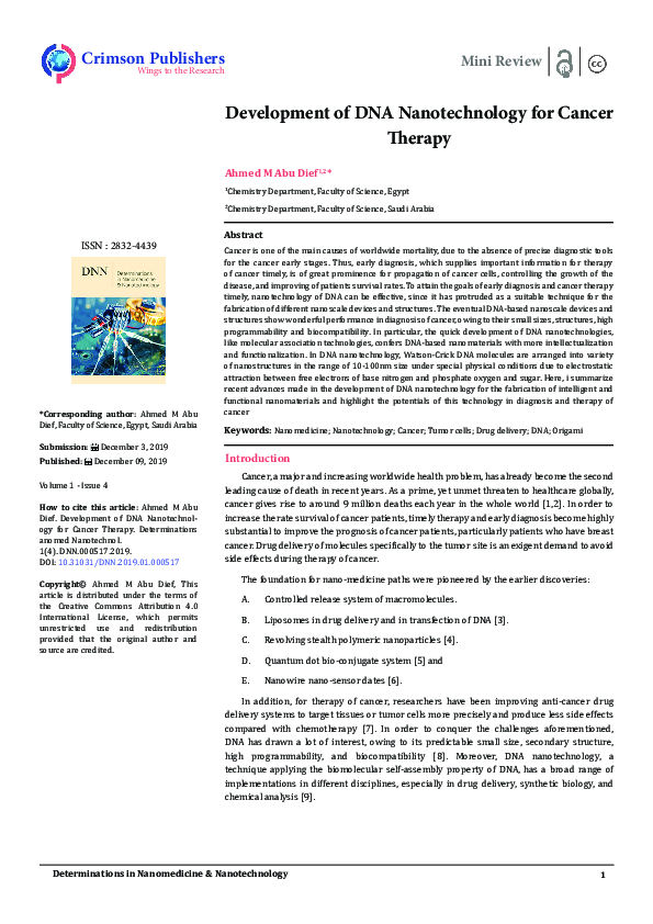 (PDF) Development of DNA Nanotechnology for Cancer Therapy