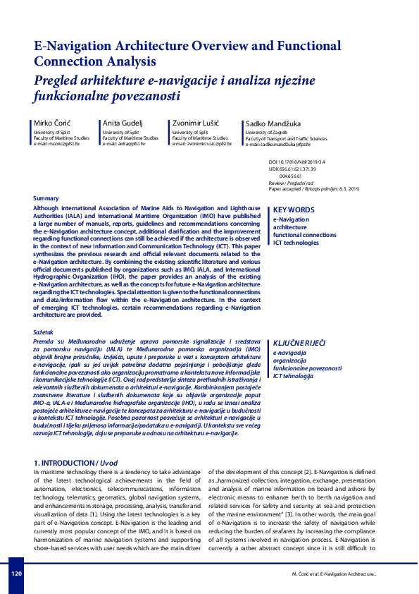 (PDF) E-Navigation Architecture Overview and Functional Connection Analysis