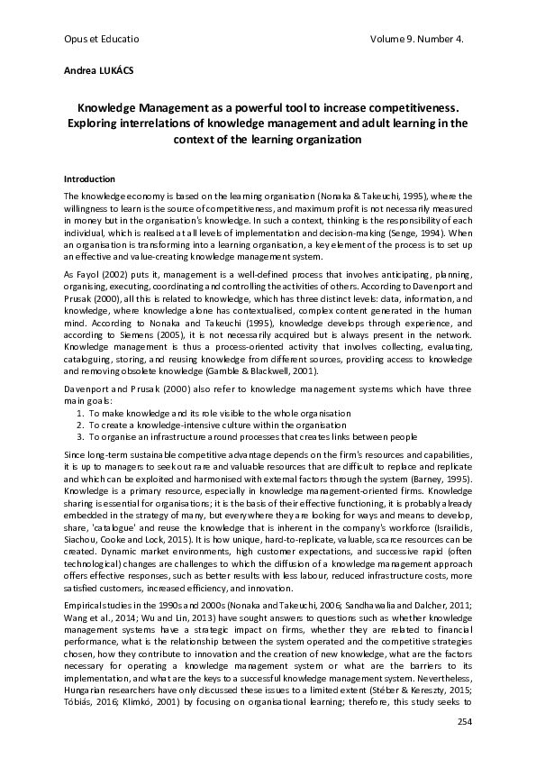 (PDF) Knowledge Management as a powerful tool to increase ...