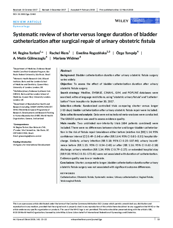 (PDF) Systematic review of shorter versus longer duration of bladder ...
