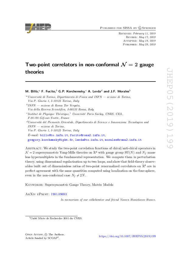 (PDF) Two-point correlators in non-conformal $$ \mathcal{N} $$ = 2 ...