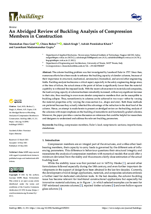 (PDF) An Abridged Review of Buckling Analysis of Compression Members in ...