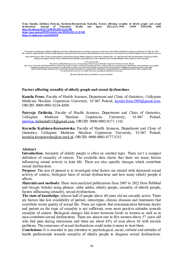 (PDF) Factors affecting sexuality of elderly people and sexual dysfunctions