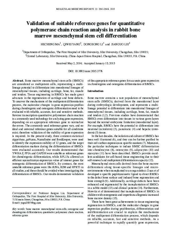 (PDF) Validation of suitable reference genes for quantitative ...
