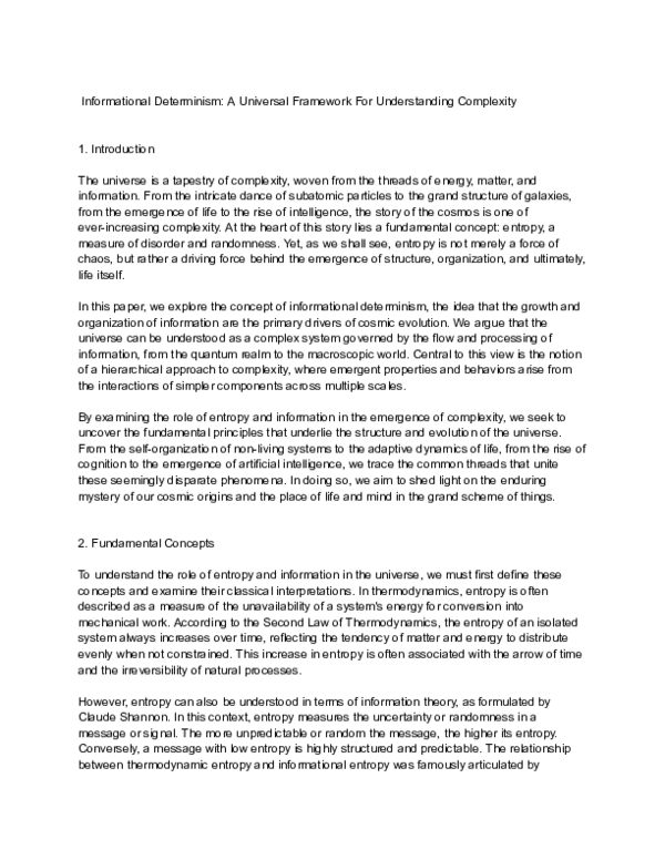 (PDF) Informational Determinism: A Universal Framework For ...