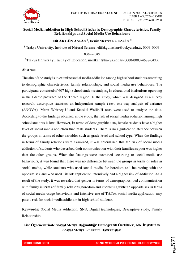 (PDF) Social Media Addiction in High School Students: Demographics ...
