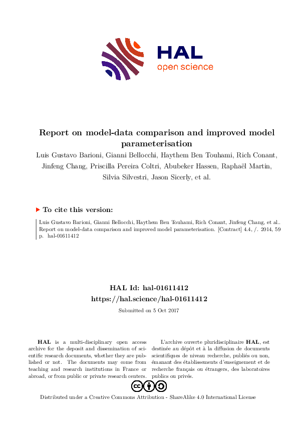 (PDF) Report on model-data comparison and improved model parameterisation