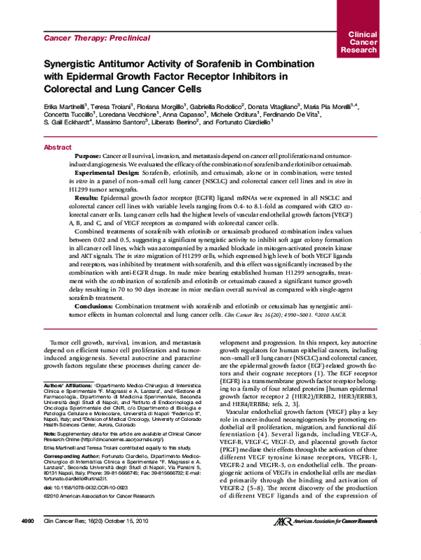 (PDF) Synergistic Antitumor Activity of Sorafenib in Combination with ...
