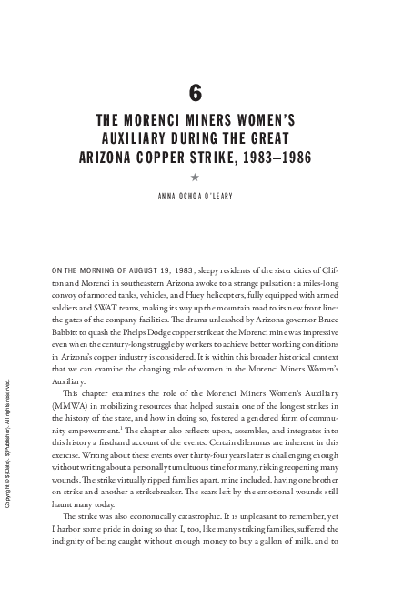 (PDF) The Morenci Miners Women's Auxiliary During the Great Arizona ...