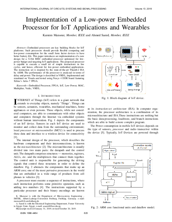 (PDF) Implementation of a Low-power Embedded Processor for IoT ...