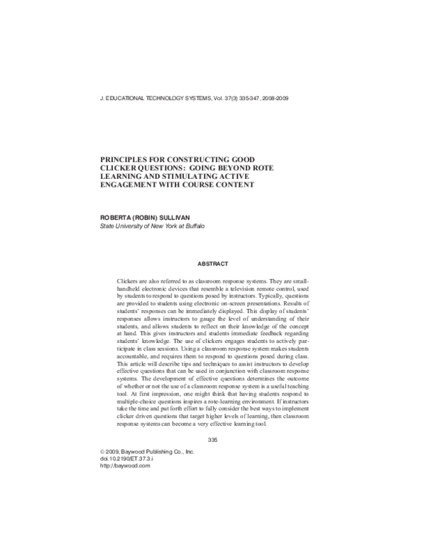(PDF) Principles for constructing good clicker questions: Going beyond ...