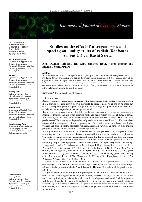 (PDF) Effect of Nitrogen Levels and Spacing on Growth and Yield of ...