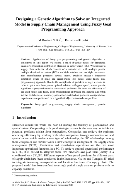 (PDF) Designing a Genetic Algorithm to Solve an Integrated Model in ...