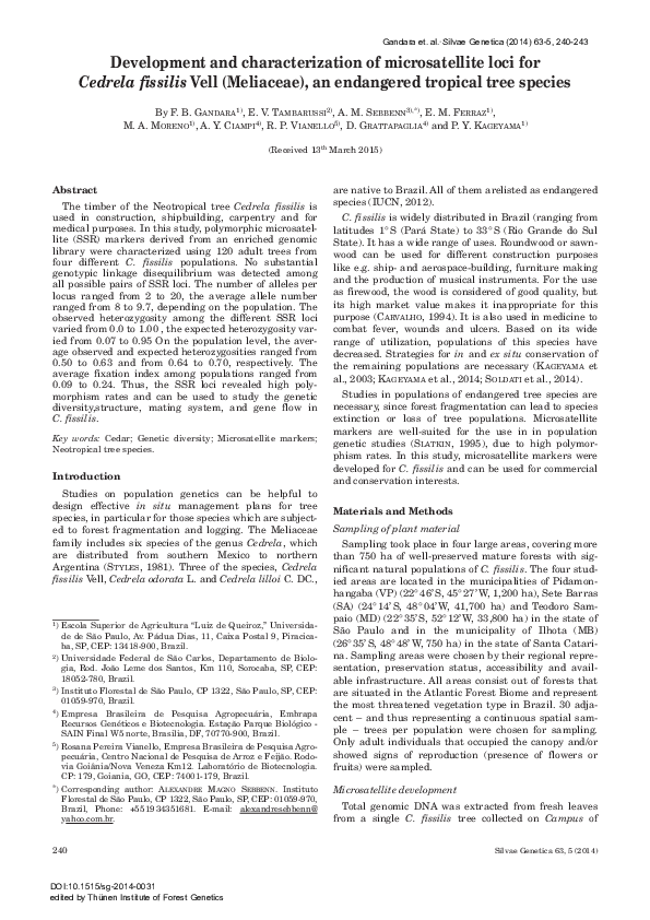 (PDF) Development and characterization of microsatellite loci for ...