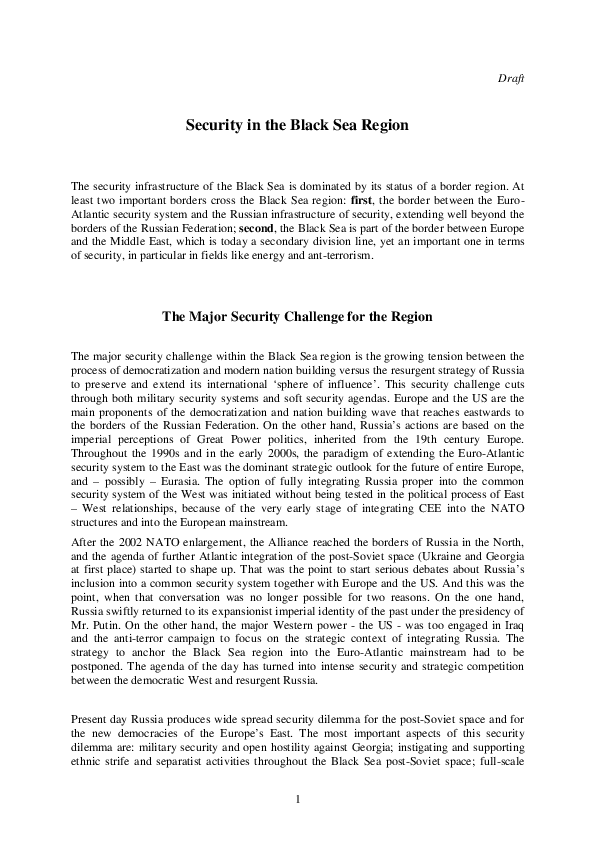 (PDF) Security In the Black Sea Region