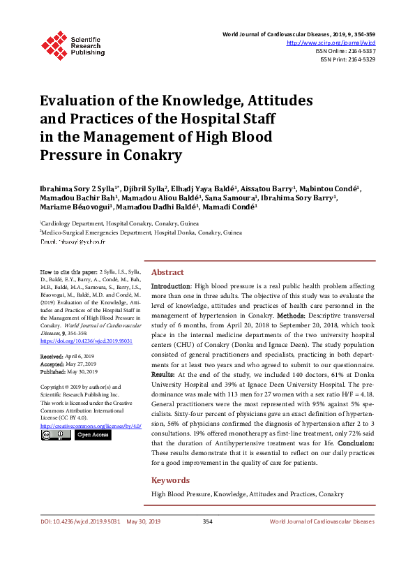 (PDF) Evaluation of the Knowledge, Attitudes and Practices of the ...