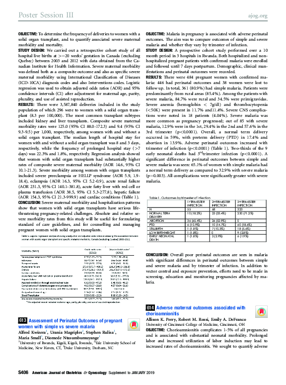 (PDF) 613: Assessment of Perinatal Outcomes of pregnant women with ...