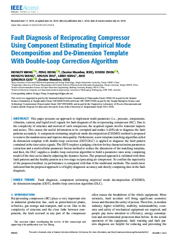 (PDF) Fault Diagnosis of Reciprocating Compressor Using Component ...