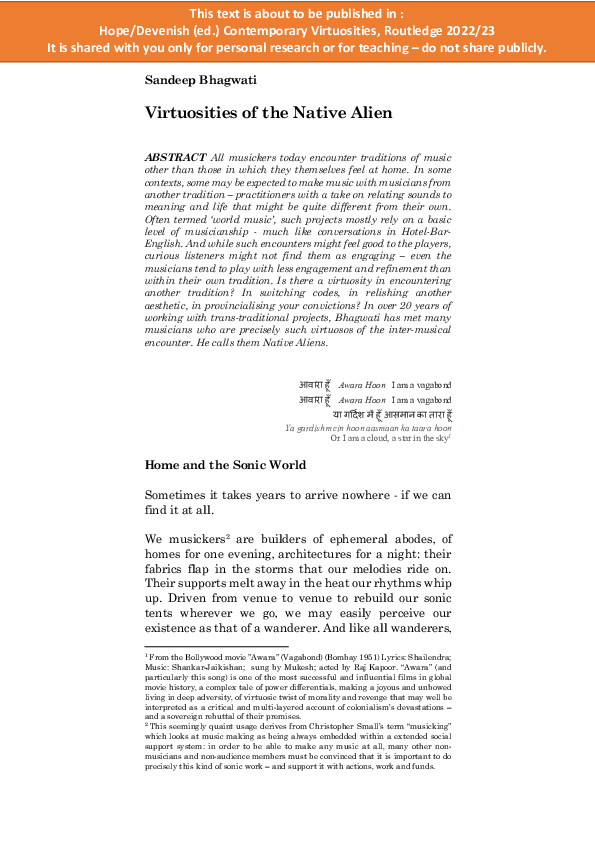 (PDF) Virtuosities of the Native Alien