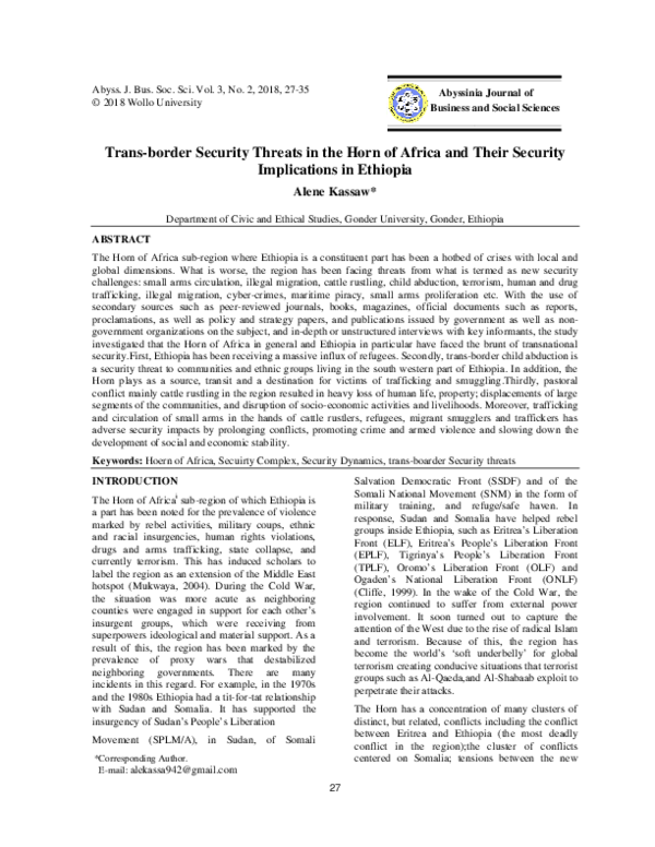 (PDF) Trans-border Security Threats in the Horn of Africa and Their ...