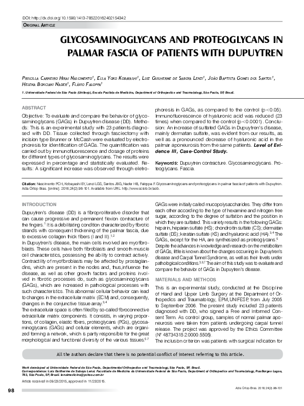 (PDF) Glycosaminoglycans and Proteoglycans in Palmar Fascia of Patients ...
