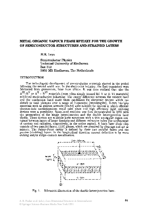 (PDF) Metal Organic Vapour Phase Epitaxy for the Growth of ...