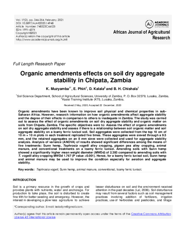 (PDF) Organic amendments effects on soil dry aggregate stability in ...