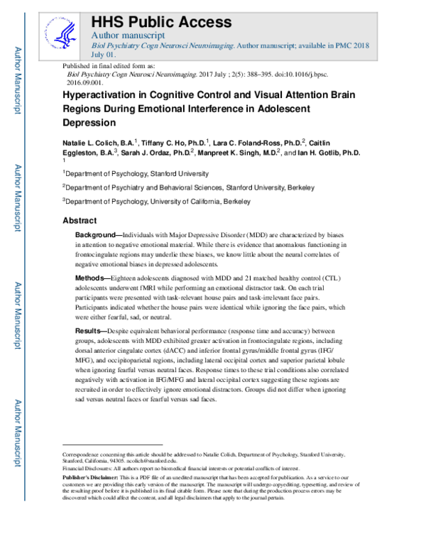 (PDF) Hyperactivation in Cognitive Control and Visual Attention Brain ...